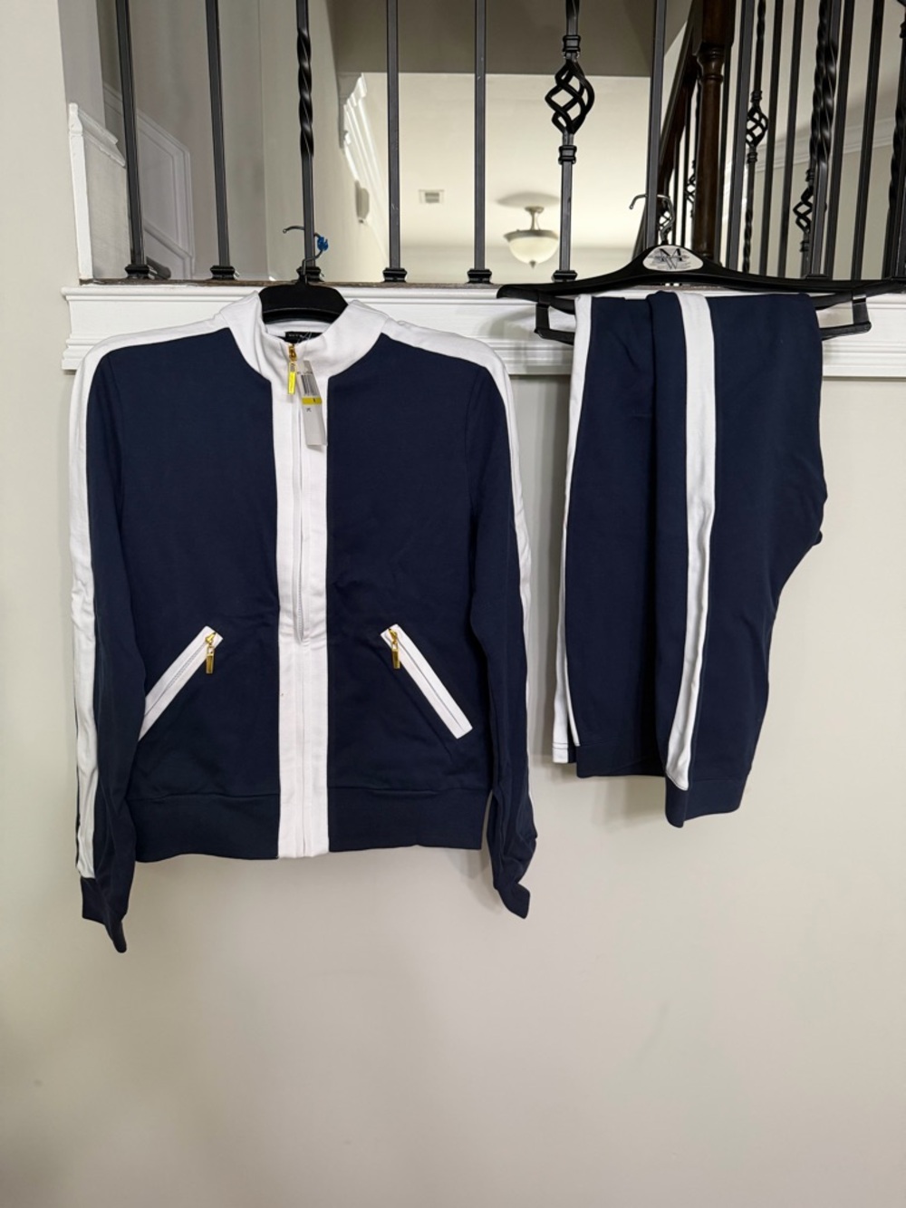 Sutton Studio Navy & White Colorblock Tracksuit Set 100% cotton - Size M New.